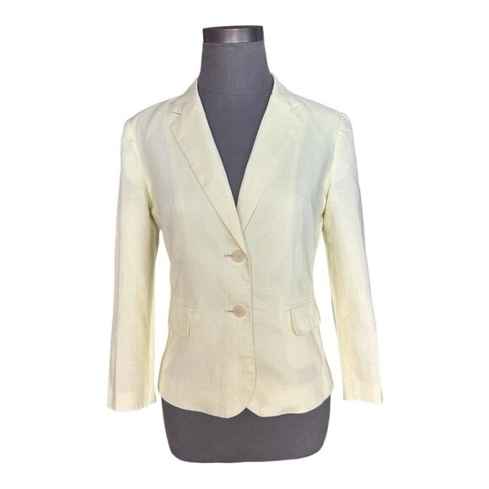 Banana Republic Yellow Linen Cotton Women's Dress Jacket Blazer 6 Excellent - Picture 3 of 9
